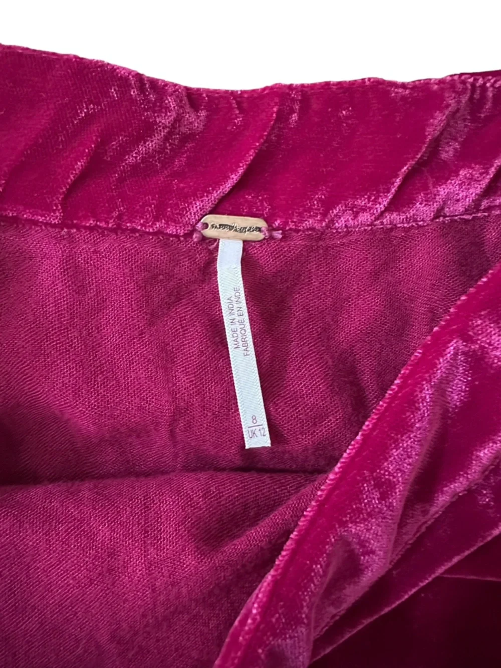 Free People Vivienne Velvet Fuchsia Pink Ruched Side Mini Skirt